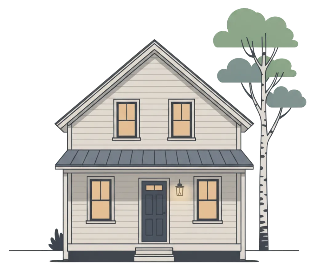 Hero — friendly house, grounded (no grass)