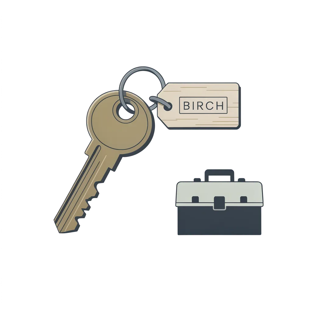 Major repairs — brass key with tag