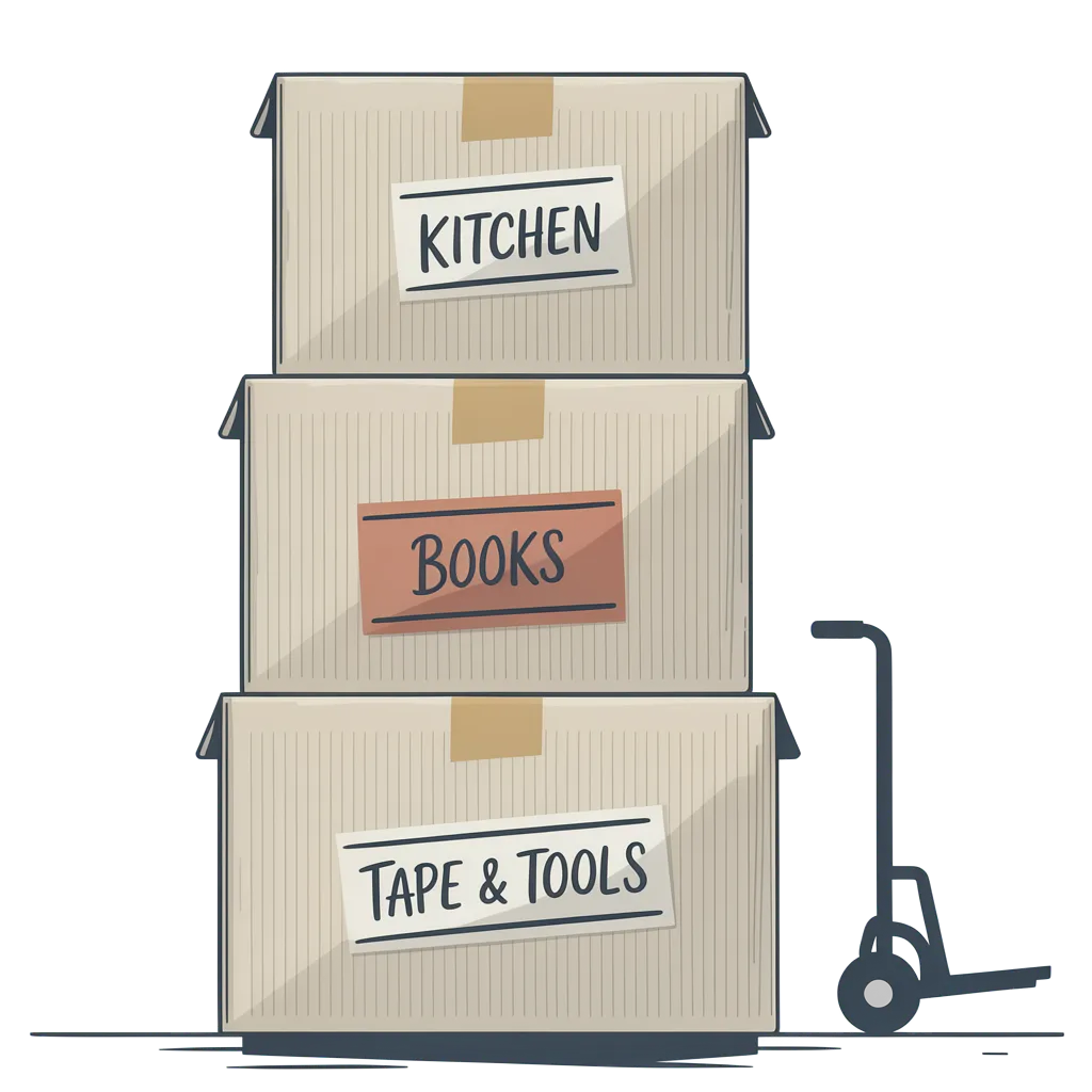 Quick relocation — stacked moving boxes