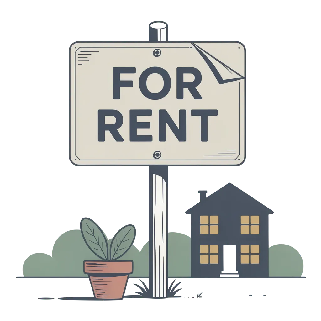 Tired landlord — weathered sign